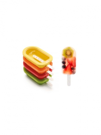 Lku, Set di 4 stampi per gelato/ghiacciolo in silicone